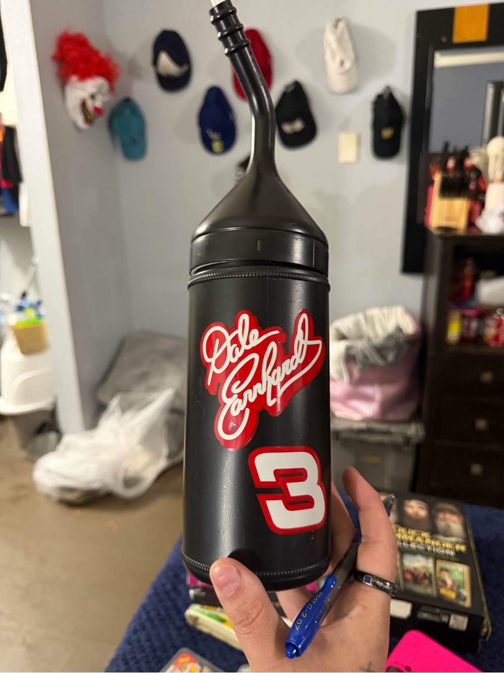 Nascar Black Oil Canister with Red and White Dale Earnhardt 3 Graphics